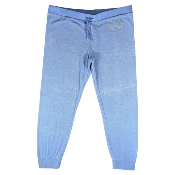 Juicy Couture Pants - Y2K Juicy Couture Joggers Womens Large Blue Terry Cloth Embroidered Logo